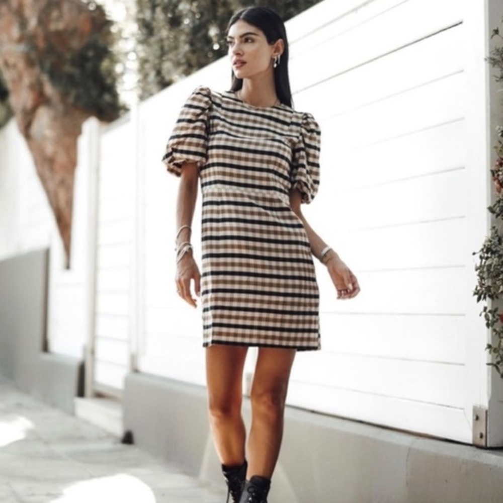 H&M Checkered Mini Dress - Brown and Black